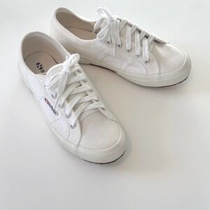 Superga 2750 Cotu Classic White Canvas Lace-Up Sneakers Women's 39 (US 8)